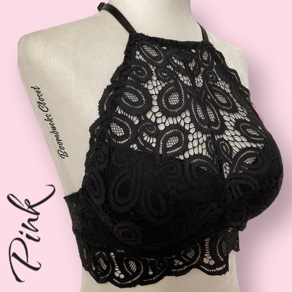 PInk Halter Lace Push up Bra Small - Picture 4 of 16